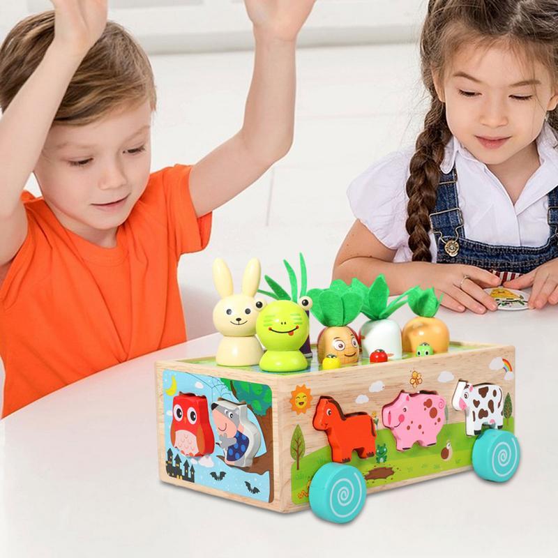Permainan bentuk anak-anak mainan hewan pertanian kayu prasekolah papan tempur cepat permainan Motor halus Montessori untuk anak laki-laki anak perempuan