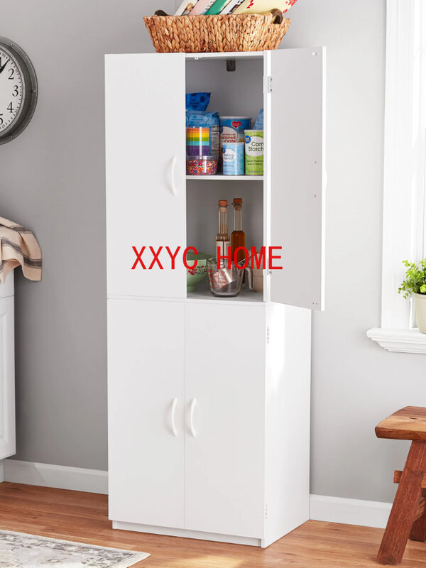 4-Door 5' Storage Cabinet,Bathroom Cabinets White Stipple