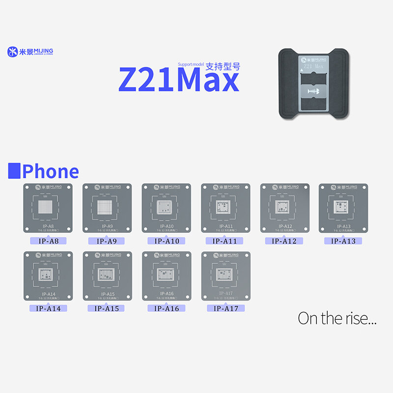 Mijing-Plantilla de Reballing Z21 Max para CPU, Plataforma Universal BGA para teléfono, A8-A17, teléfono Android, Chip IC, fijación de plantilla de estaño