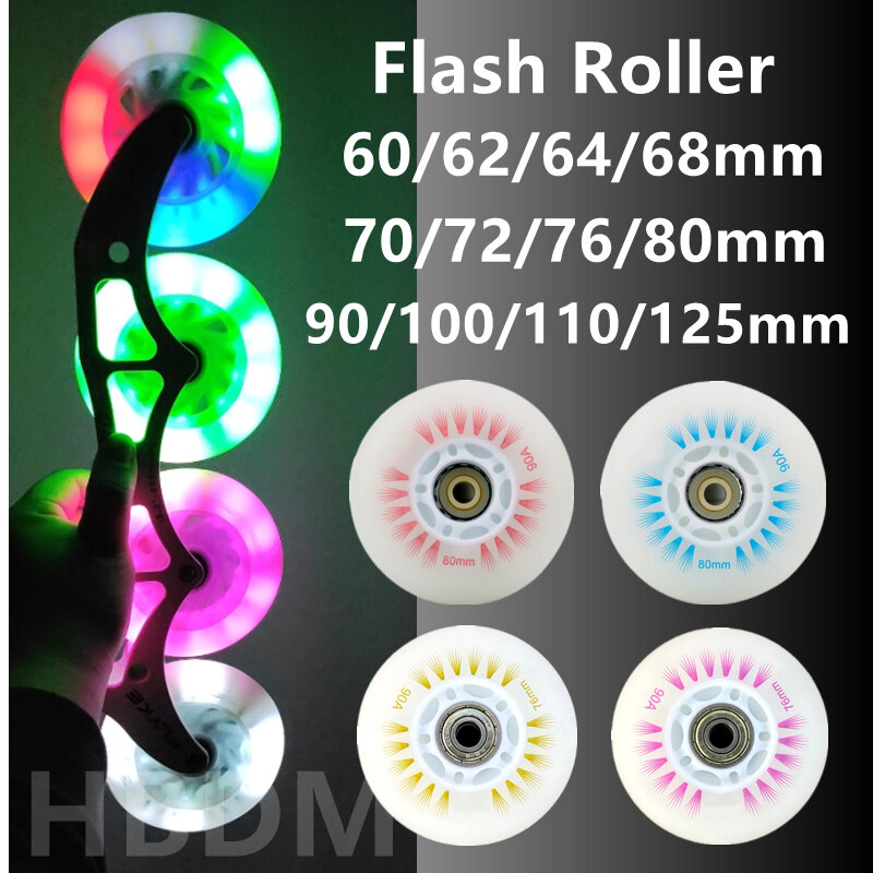 Ruedas de patín en línea Flash, 4 piezas, LED, 60/62/64/68/70/72/76/80/90/100/110/125mm, accesorios para patines de velocidad