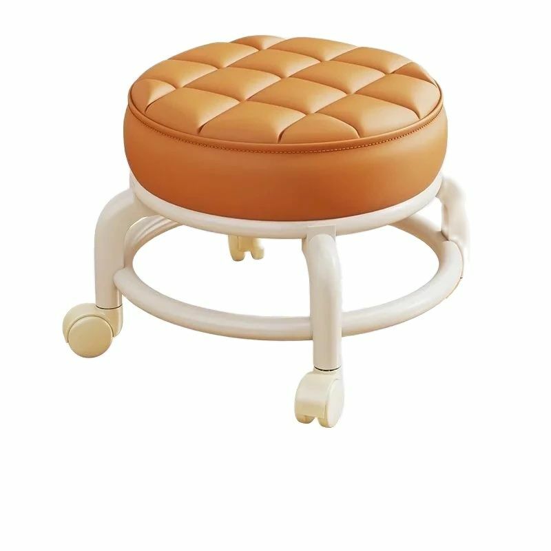 Стул легкий, вращающийся стул, водонепроницаемое сиденье из искусственной кожи и универсальные колеса, маленький круглый стул для дома, детский стул