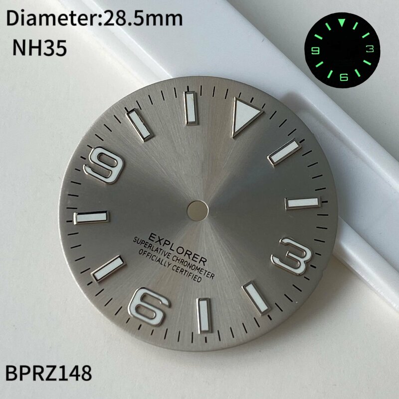 28.5mm Sun Pattern 369 Nails Explorer NH35 Dial Watch Accessories Custom Watch S Logo Dial