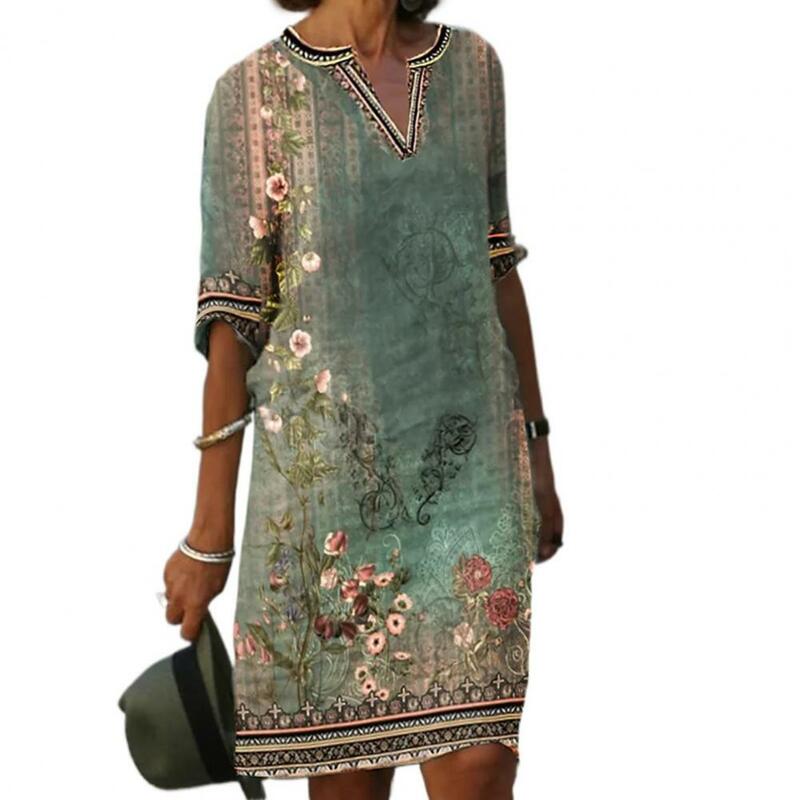 여성 빈티지 프릴 드레스, 넉넉한 큰 프린트, 봄 긴 소매 보헤미안 캐주얼 파티 포켓 드레스, 2023 년 상품