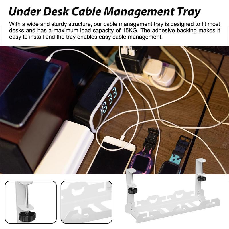 Desk Cable Management Tray Under Table Socket Hang Holder Power Strip Storage Rack For Offices Living Room Wire Cord Organizer