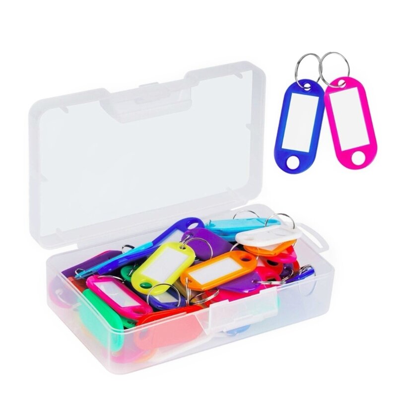 Paquete 50 llaveros etiquetas plástico duradero para equipaje, llaves mochila que resisten eficazmente calor y