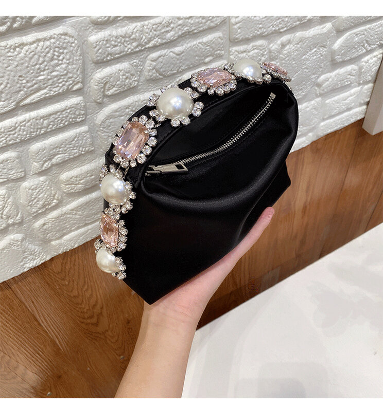 Bolso de mano de lujo para mujer, monederos de cristal brillante, bolso de mano de diseñador con diamantes de imitación, bolso con asa, bolso para mujer
