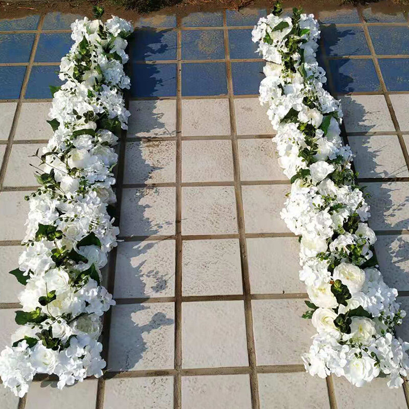 高級結婚式の道は花シルクローズ牡丹アジサイdiyアーチ型のドアの花の行窓tステーション結婚式の装飾50センチメートル