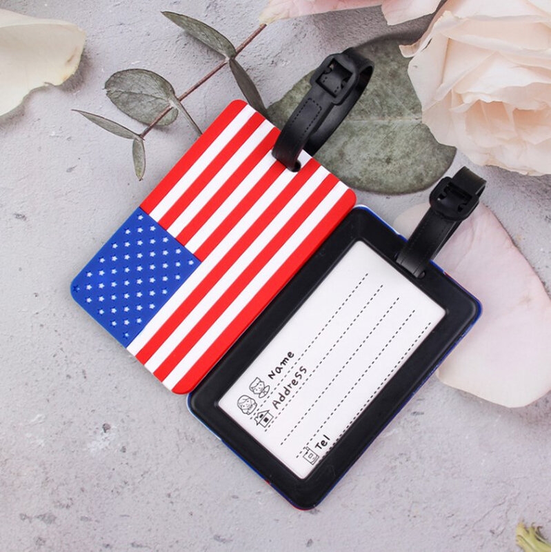 Travel Accessories Creative National Flag PVC Luggage Tag Women Men Portable Label Suitcase ID Address Holder Baggage