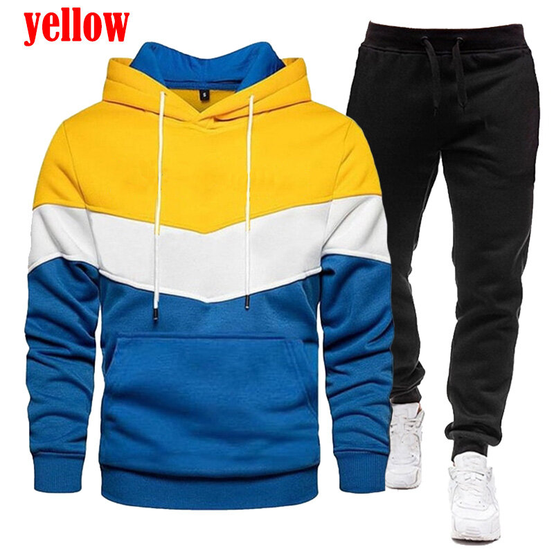 Conjunto de ropa deportiva para hombre, de tres colores Sudadera con capucha, conjunto de dos piezas para correr, novedad de 2023