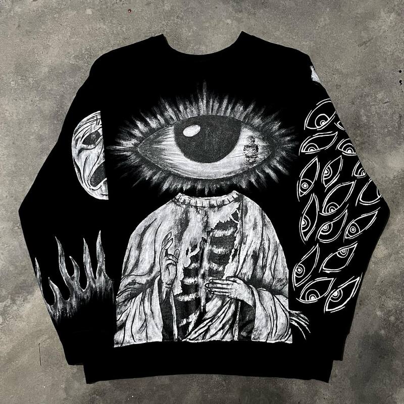 Harajuku Eerie gaya grafis cetak Streetwear kreatif hoodie Sweatshirt Y2k kebesaran jalan atasan Hoodies Wanita Pria Pakaian