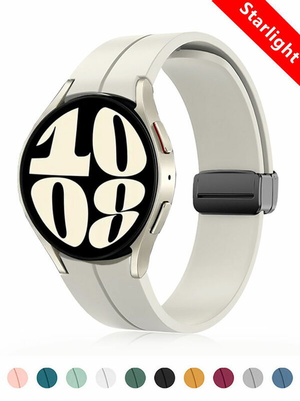 Ремешок силиконовый для Samsung Galaxy Watch 6 5 4, классический браслет с магнитной застежкой, 47 мм 43 мм 44 мм 40 мм, 45 мм, оригинал