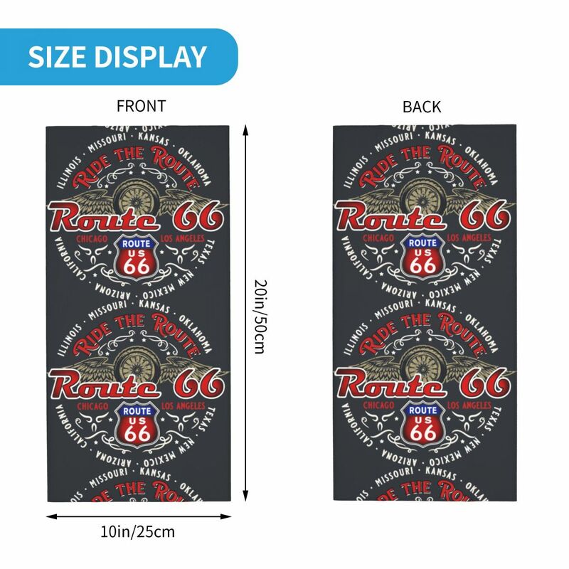 Ride The Route Motorcyle Bikers America's Highway Route 66 Bandana Neck Cover Printed Motorcycle Motocross Face Mask Balaclava