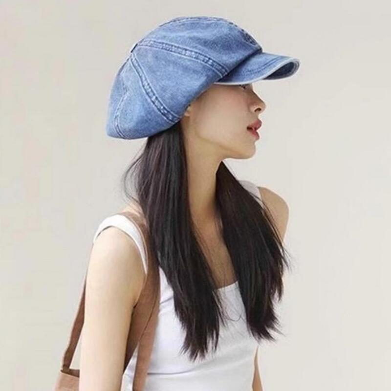 Chapéu de vaqueiro retrô octogonal elegante para mulheres, leve, respirável, proteção solar, aba longa, verão