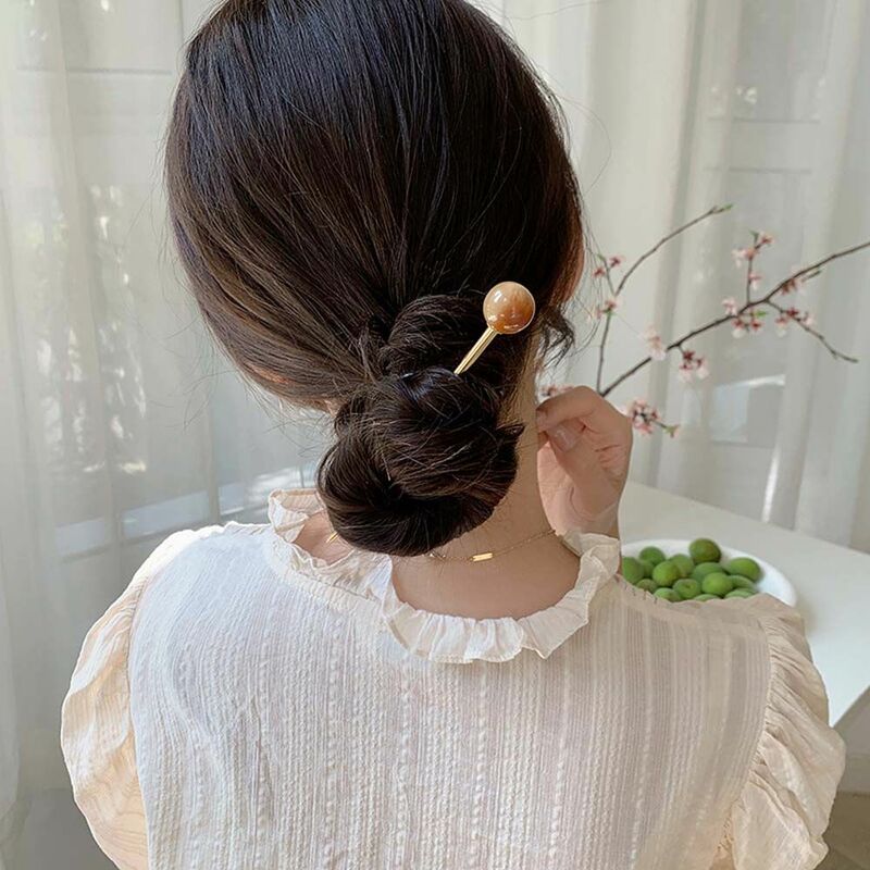 Alat manik-manik kaca bola logam jepit rambut wanita hiasan kepala gaya Cina Hanfu tongkat rambut gaya kuno jepit rambut hiasan kepala kuno