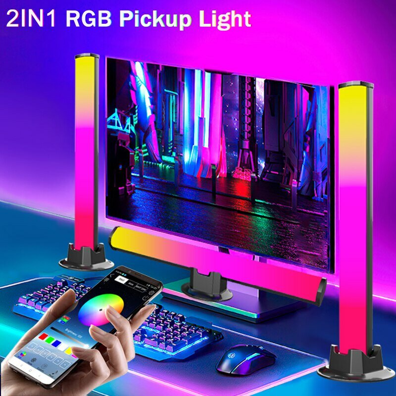 Smart LED Symphony Sound Control, RGB Pickup Light, Música Ritmo, Lâmpada Ambiente, Controle de Aplicativos para TV, Computador, Jogos, Desktop Decor