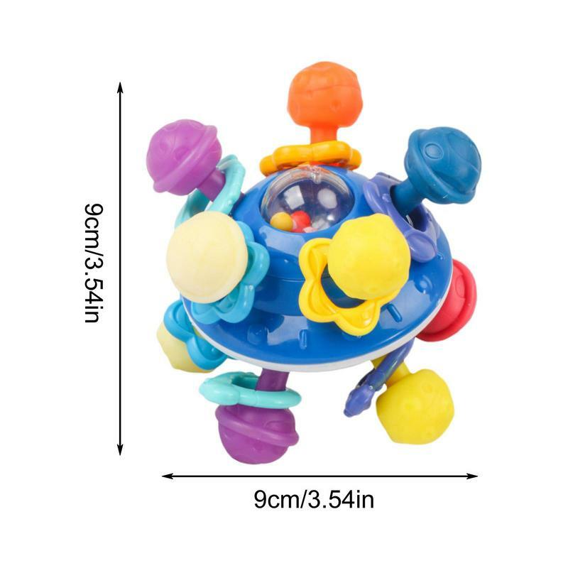 Mainan bola kerincingan dan gigit sensorik bola gigit sensorik mainan aktivitas genggam anak-anak mainan bola tumbuh gigi sensorik warna-warni