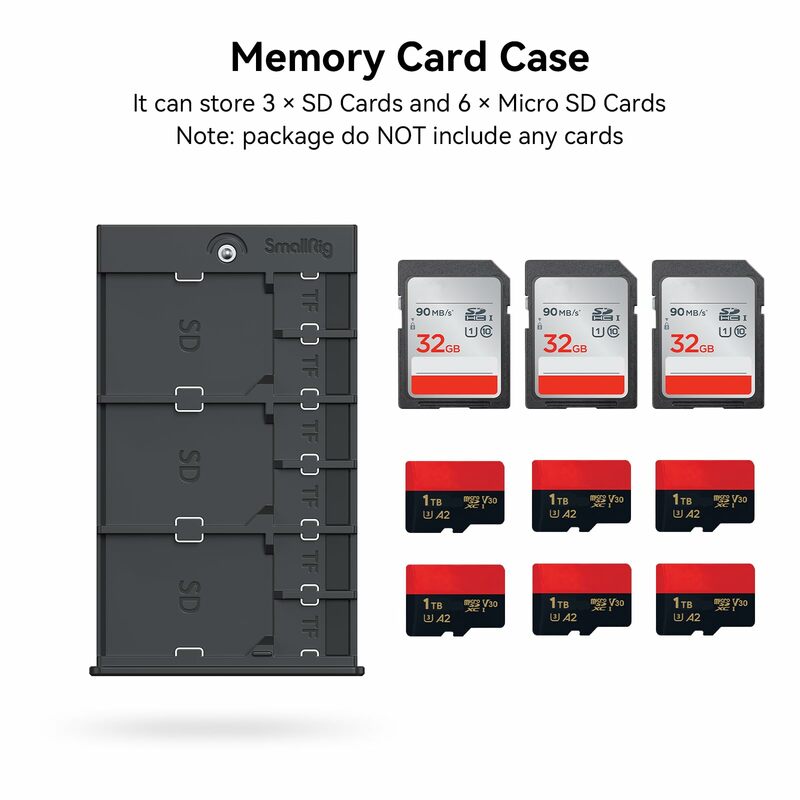 SmallRig Memory Card Case com suporte do cartão SIM, DSLR para Câmera Sony, Fotografia, Vídeo Shooting, Micro SD, Cartões SIM, 2832B