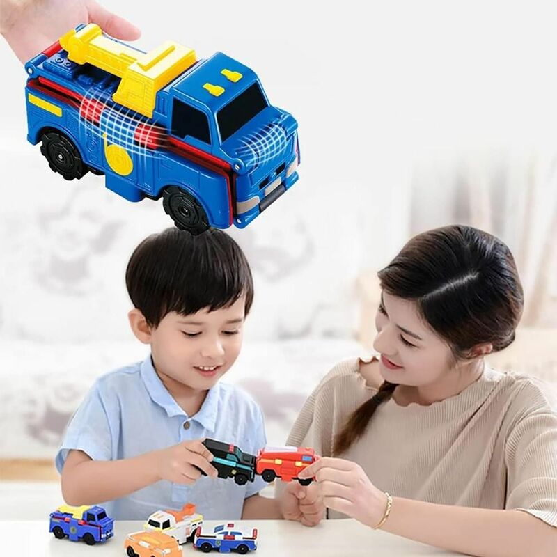 Pojazdy zabawkowe zabawka samochodowa z możliwością przekształcenia nowy prezent dla dzieci zabawka 2 w 1 z klapką do samochodu samochód wyścigowy Mini Model samochodu