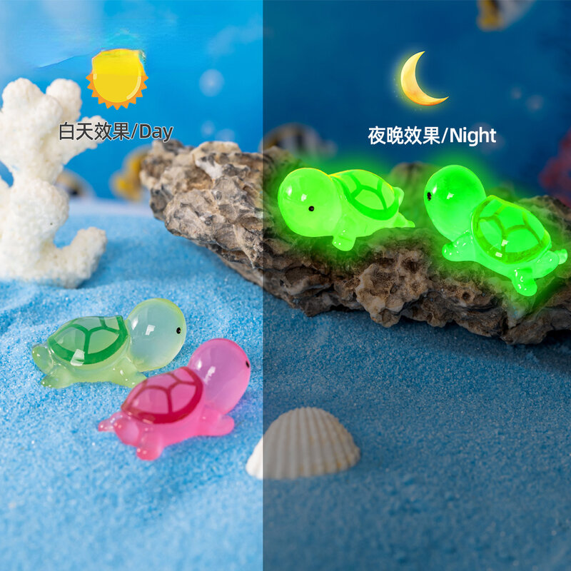 Mini tartarugas ornamento luminoso, minúsculas micro figuras, jardim de fadas, paisagem, fada, decoração de casa, 10 pcs, 20 pcs, 50pcs