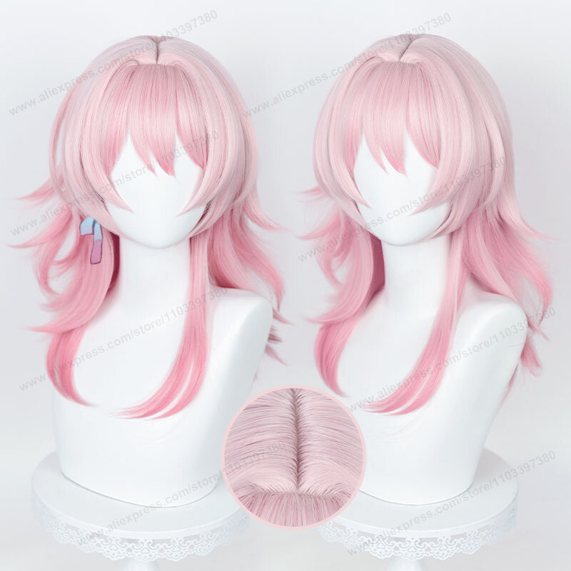 March 7th Cosplay Wig 50cm Pink Gradient Hair Honkai Star Rail Cosplay Anime Heat Resistant Synthetic Wigs