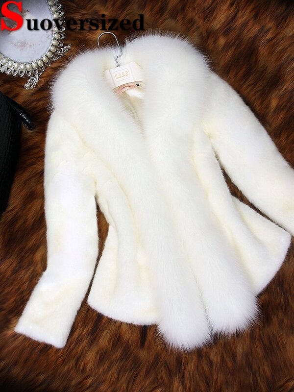 Zimowe zagęszczone ciepłe sztuczne futra imitacja norki futrzana kurtka eleganckie smukłe pluszowe Jaqueta damskie krótkie Chaquetas New