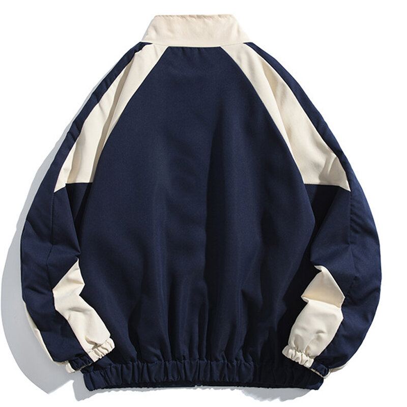 Harajuku College Jacket Men Women Casual Patchwork Streetwear Windbreaker Coats Spring Autumn Stand Collar Thin Varsity Jacket