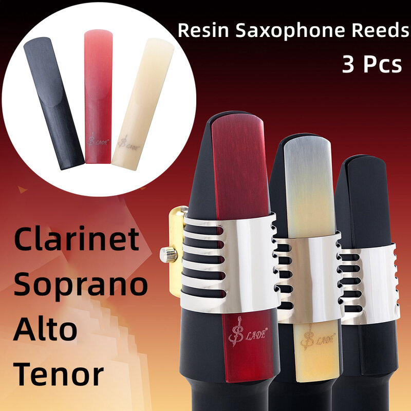 Piezas de cañas de saxofón de plástico de resina para clarinete, Soprano, saxo Alto Tenor, instrumentos profesionales, accesorios de saxofón, 3 piezas