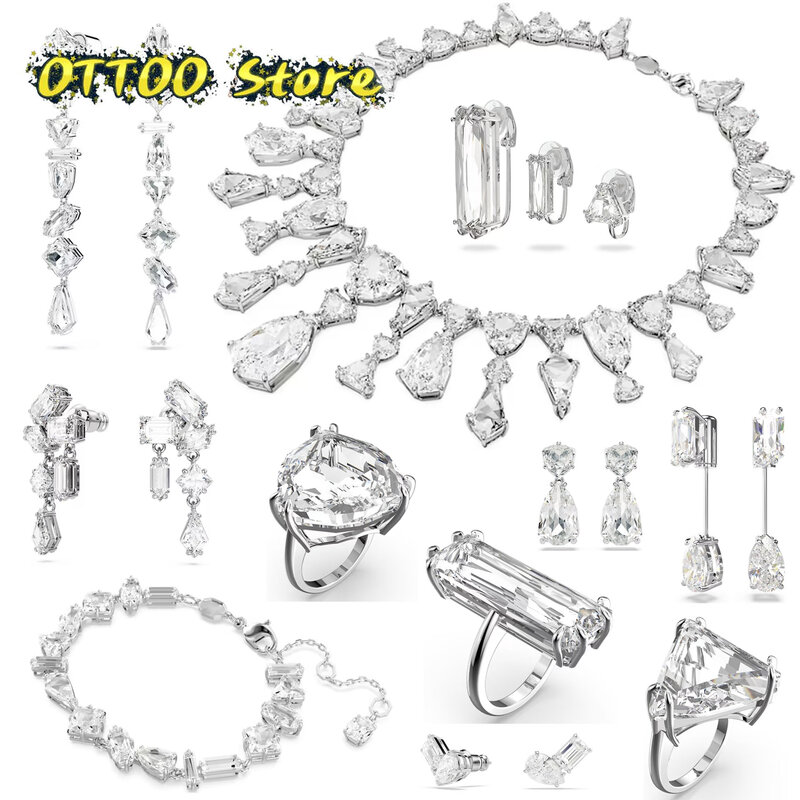 2024 Original Fine Jewelry Set Mesmera Luxury White Zircon Crystal Necklace Earrings Bracelet Ring Charming Women's Wedding Gift