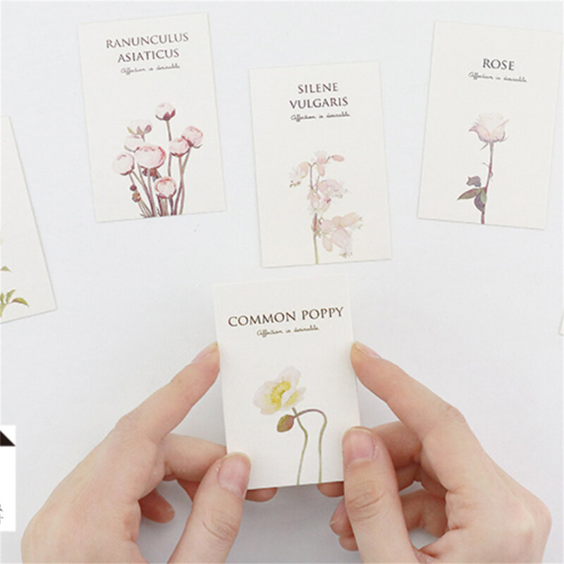 28 pçs/set mão pintado flores cartão kawaii papelaria estudante cartão de mensagem mini cartão postal escola material de escritório bloco de notas