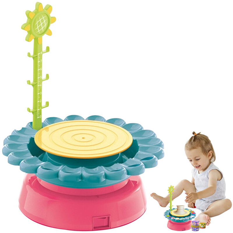 Kit de roue de poterie pour enfants, jouets en argile électriques faits à la main, machine à poterie pour enfants, chargement USB, tournesol, bricolage