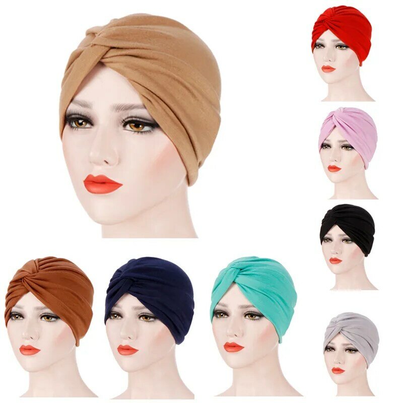 이슬람 여성 이마 크로스 프릴 수면 히잡 보닛 모자 스카프 비니 모자, 화학 모자 인도 모자 히잡 모자