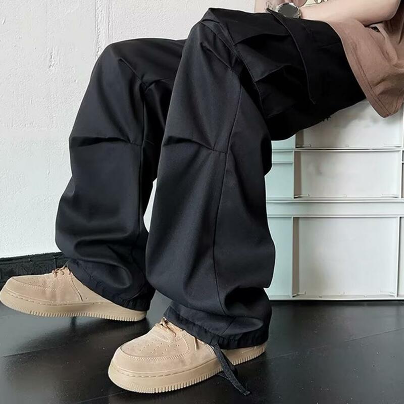 Брюки-карго мужские с карманами, прочные штаны-карго, уличная одежда, эластичная талия, много карманов, в стиле хип-хоп, повседневные