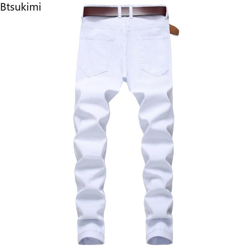 2024 Nowe męskie jeansy codzienne Trendy Hip Hop Holes Slim Denim Trousers Wszechstronne spodnie jeansowe z rozcięciem Wysokiej jakości spodnie męskie