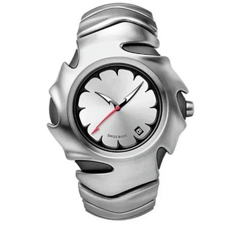 Jam tangan pria bentuk K, arloji pisau asli non-mekanis, jam tangan modis canggih motif bunga khusus untuk pria dan wanita