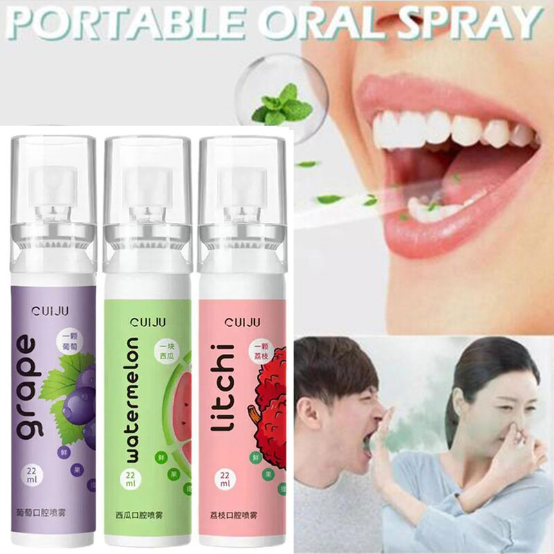 Oral Fresh Spray 22ml Mouth Freshener 5 Smell Fresh Breath Mouth Fruit Litchi Peach Grape Flavor Persistent Portable Oral Care