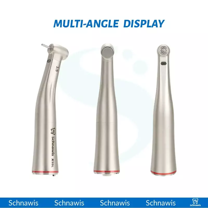 X95L Dental Against Contra Angle 1:5 Increasing Speed Handpiece LED Fiber Optic Handpiece Inner Water Red Ring contraangulo Tool