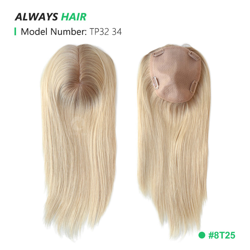 Topper de pelo superior de seda para mujer, tupé de cabello humano Natural, pinza de pelo en cutícula china, postizos de cabello Remy, 14 ", 16"