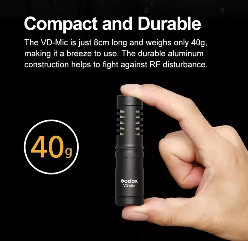 GODOX VD-MIC shotgun ไมโครโฟนบันทึกวิดีโอสาย3.5มม. TRS TRRS สำหรับ iPhone Android มาร์ทโฟนกล้อง DSLR