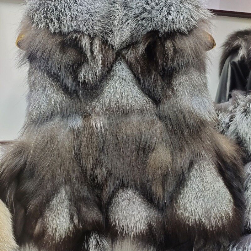 2023 Autumn Winter New Fox Fur Short Vest Women Slim Large Size Sleeveless Tank Top Female Fashion Casual Round Neck Warm Coat