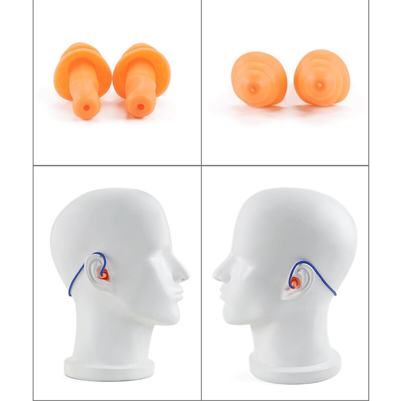 10Pcs Soft Silicone Corded Ear Plug Protector Reusable Hearing Protection Noise Reduction Safe Work Comfortable Earplugs Earmuff
