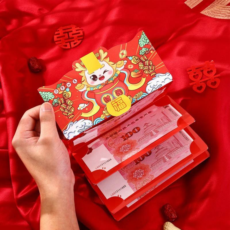 Envelopes vermelhos do ano novo chinês, pacotes dobráveis para reunião de negócios, ano novo 2024