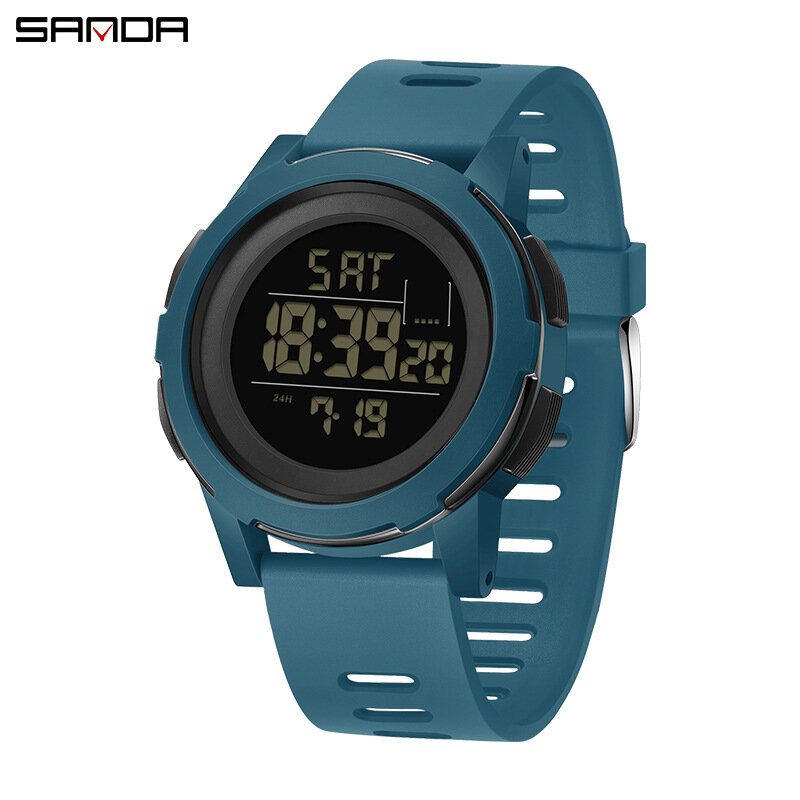 Электронные часы SANDA 2188, модные, простые, уличные, ночные, водонепроницаемые, с будильником, цифровой дисплей, силиконовый ремешок, часы для студентов