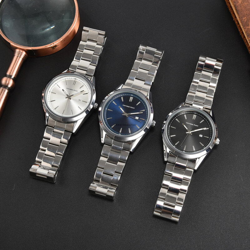 Relógios de pulso de quartzo impermeável masculino, couro marrom prateado, relógio vestido casual, marca moda, Japão
