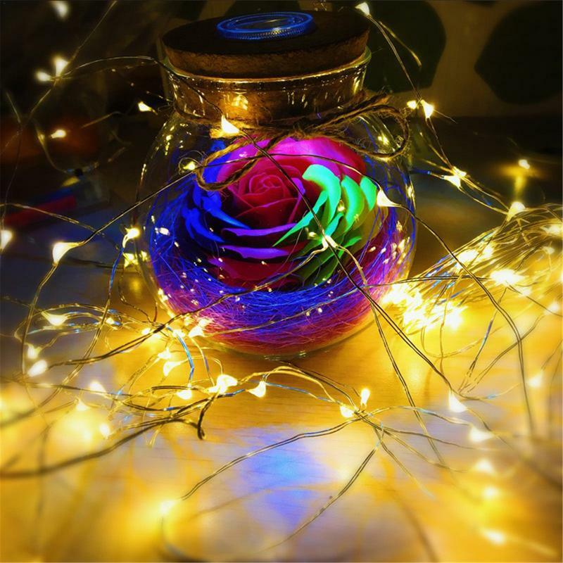 Cadena de luces de hadas decorativas, alambre de cobre de 1m, luces estrelladas para decoración interior, luces de hadas para Navidad, Año Nuevo, Pascua