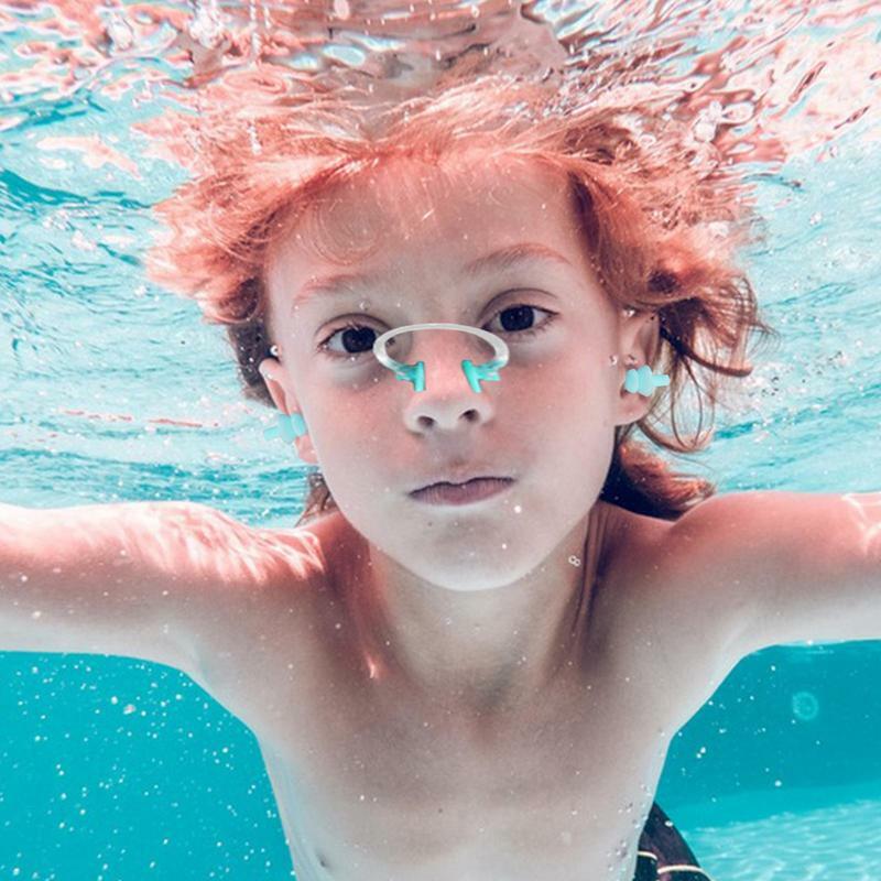 Tampões de ouvido de silicone à prova d'água para nadar, Nariz Clip para crianças, Tampões para ouvidos para mergulho, Tampões para esportes aquáticos
