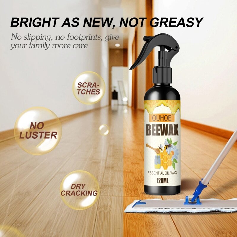 OUHOE-Spray cera abejas para condimentos madera, aerosol mantenimiento madera maciza para hogar J60C