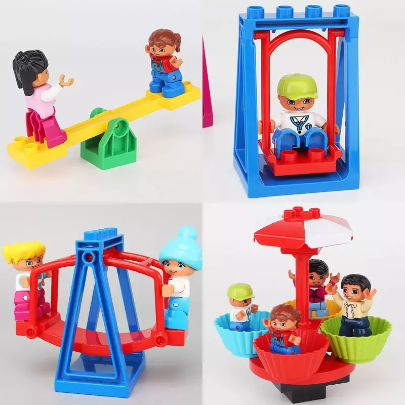 Grandi blocchi di costruzione parco giochi compatibile parti di rotazione bambini educativi creativi scivolo altalena Ladde altalena mattoni giocattolo regalo per bambini