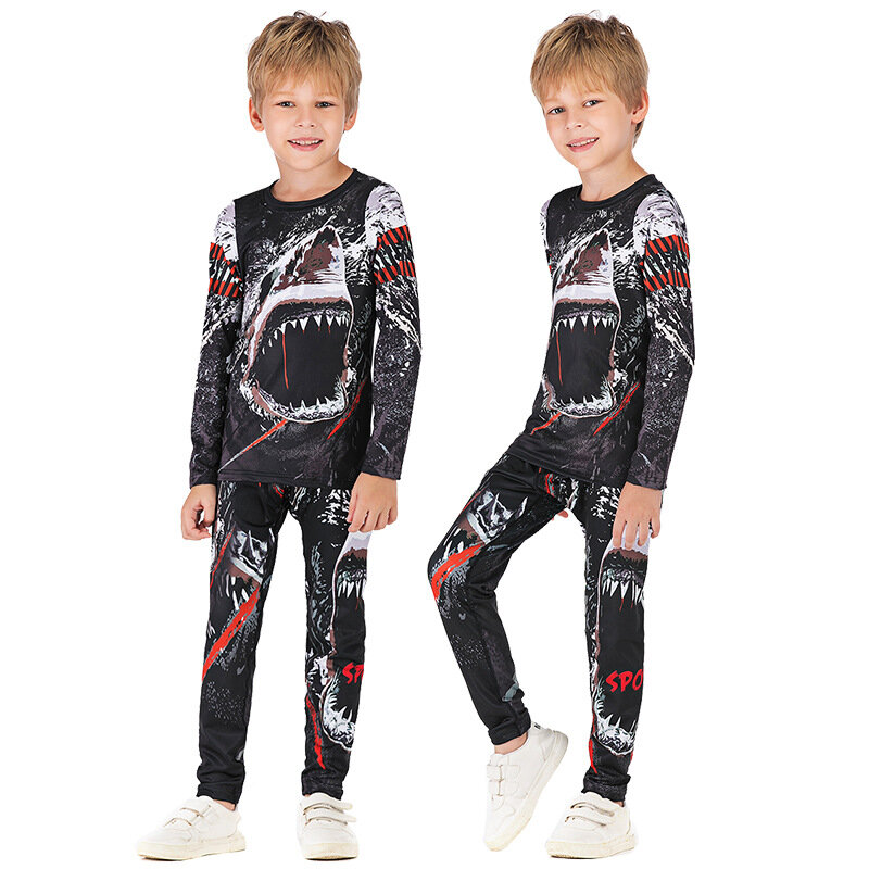 CODY LUNDIN Spandex UV Protection Pants Gym Leggings Jiu Jitsu Uniform Wrestling Shirt for Kids Bjj Set 2 Piece Sports Suits