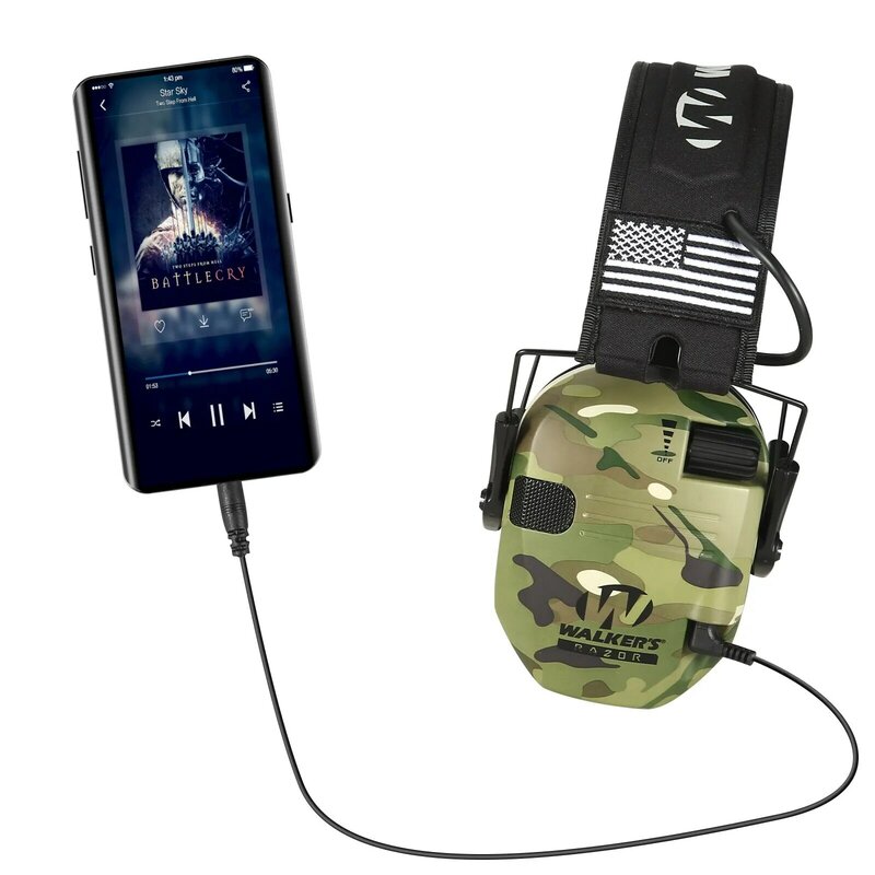 사격 청력 보호 전자 전술 헤드셋, 소음 차단, 액티브 사냥 귀마개, 가방 포함 NRR23dB