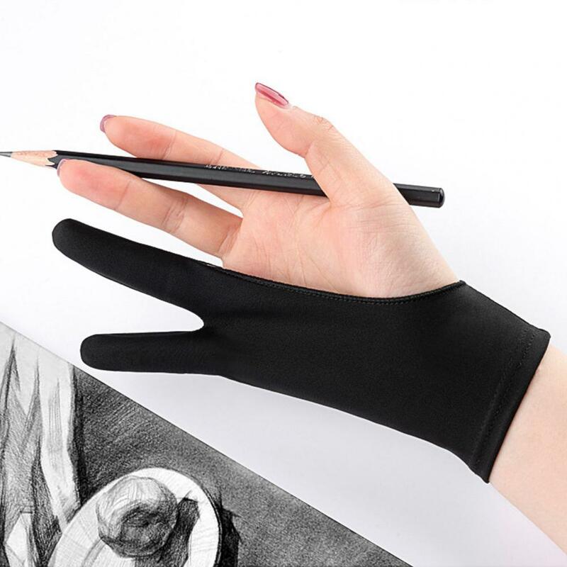 Guantes elásticos de dos dedos para dibujo artístico, guantes antimistouch para evitar enredos, costura firme, lápiz gráfico, 1 unidad